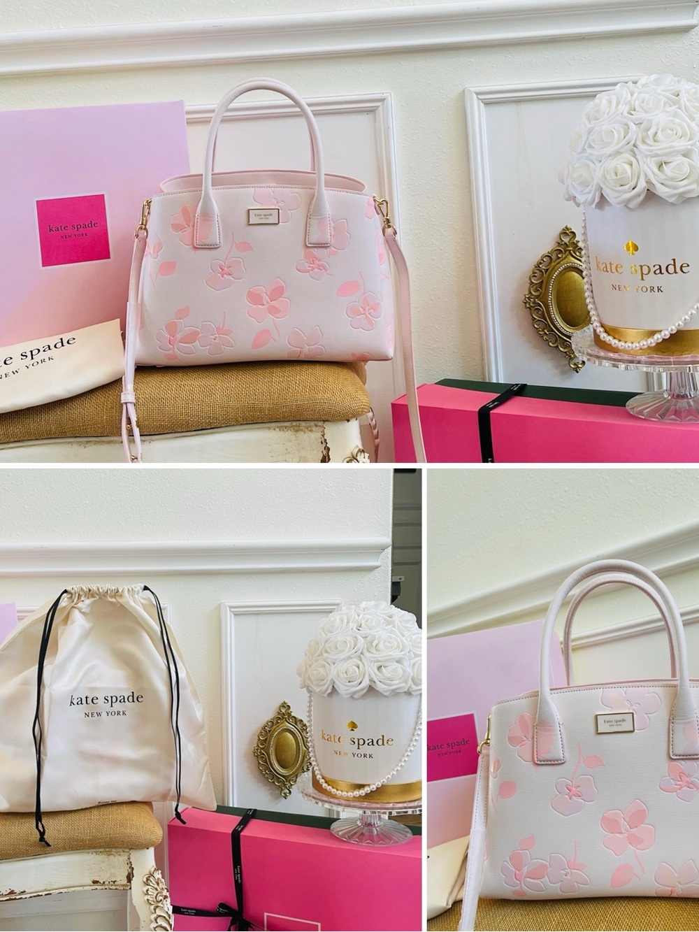 Kate Spade New York serena spring pansies embossed satchel - Picture 15 of 16